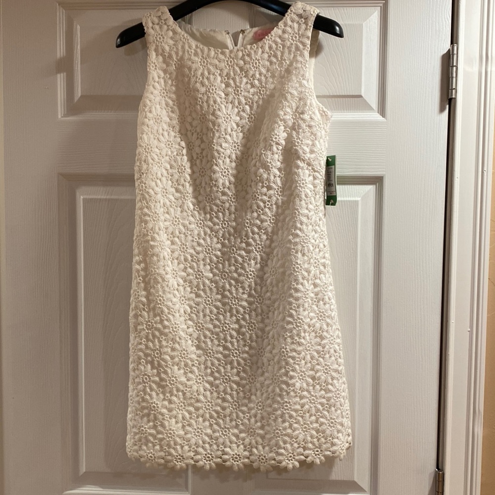 NWT.  White Floral Lace.  Lily Pulitzer. 32” length.  Lined